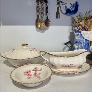 vintage W.S. George Bolero "Peach Blossom" china dishes 1948 22kt gold